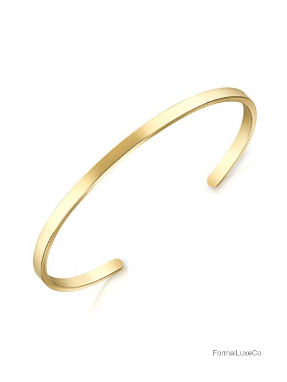 Thin Open Cuff Bracelet 18K Gold Plated Stainless Steel Adjustable Bangle
